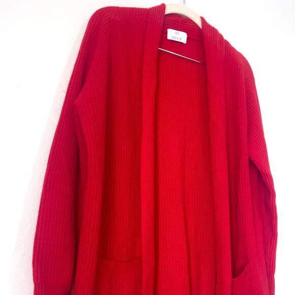 ALLUDE 100% Cashmere Ribbed Open Front Cardigans in Red Size XS - Picture 4 of 11